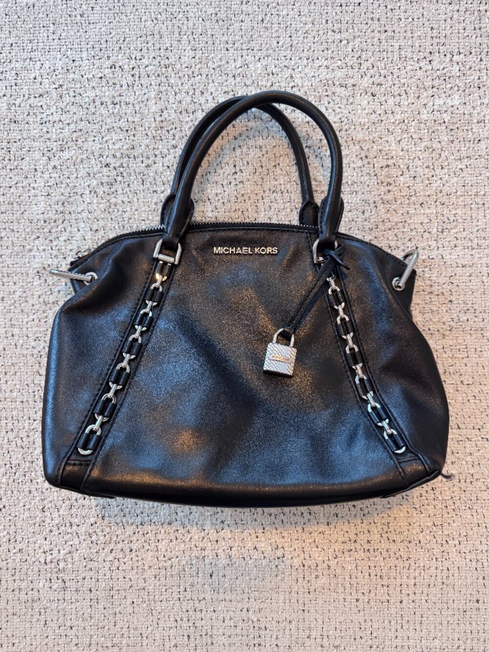 Michael Kors Sadie Metallic Leather Satchel (Used)